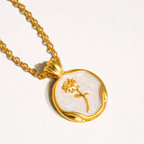 Rosalie Coin Pendant Necklace – 18K Gold-Plated Rose Charm