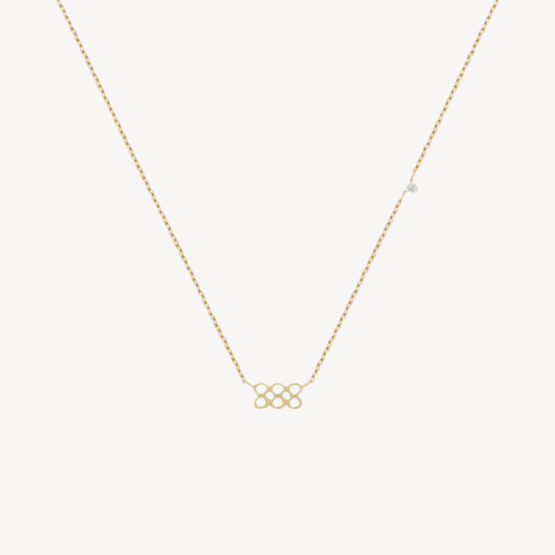 888 Angel Number Necklace. 18K gold-plated, hypoallergenic & tarnish-resistant, featuring a CZ stone