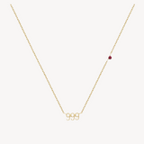 999 Angel Number Necklace. 18K gold-plated, hypoallergenic & tarnish-resistant, featuring a delicate pink CZ stone.