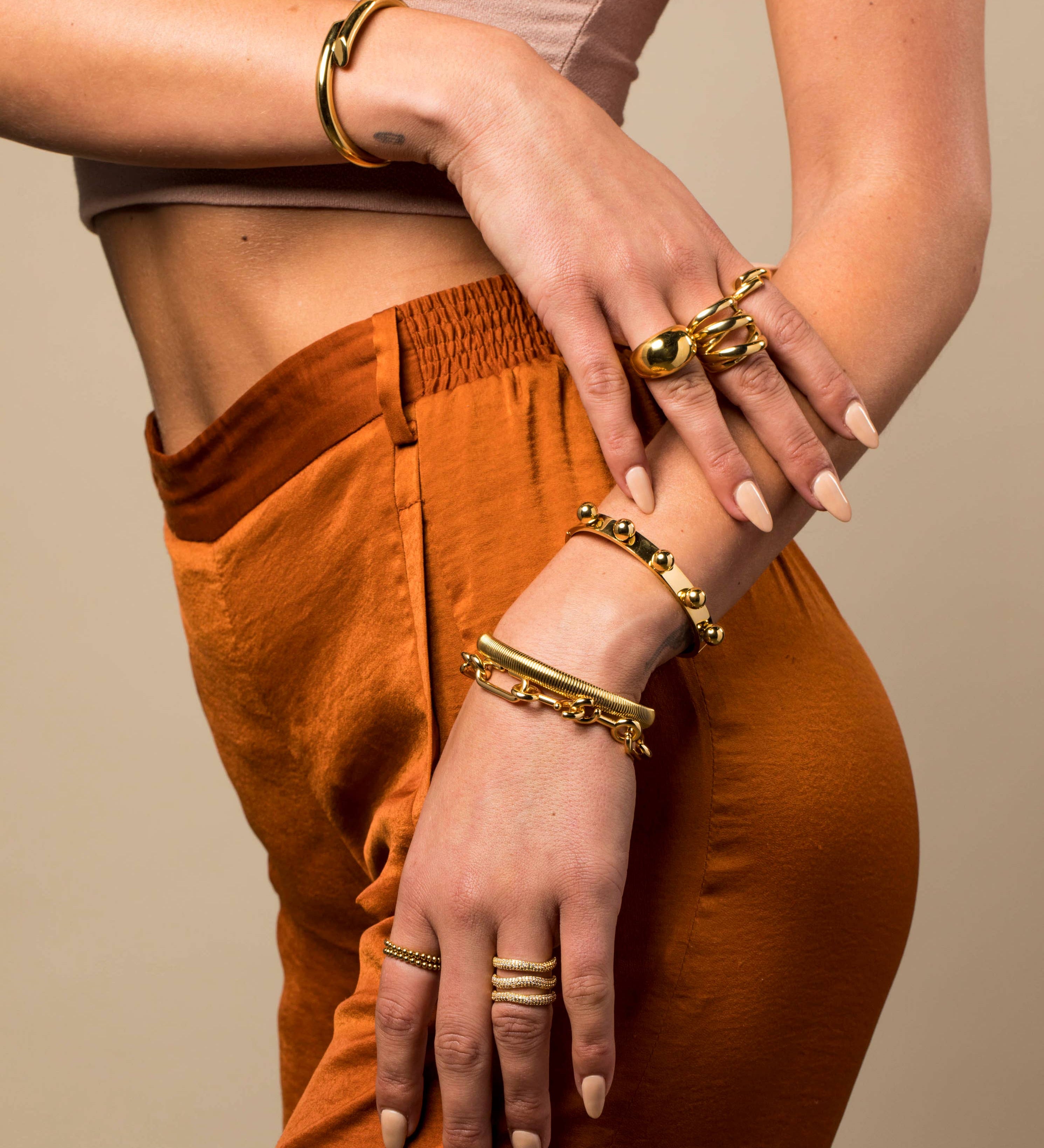 Aliya Bracelet is perfect for stacking. 18K gold-plated, waterproof & hypoallergenic. A timeless, tarnish-resistant layering piece