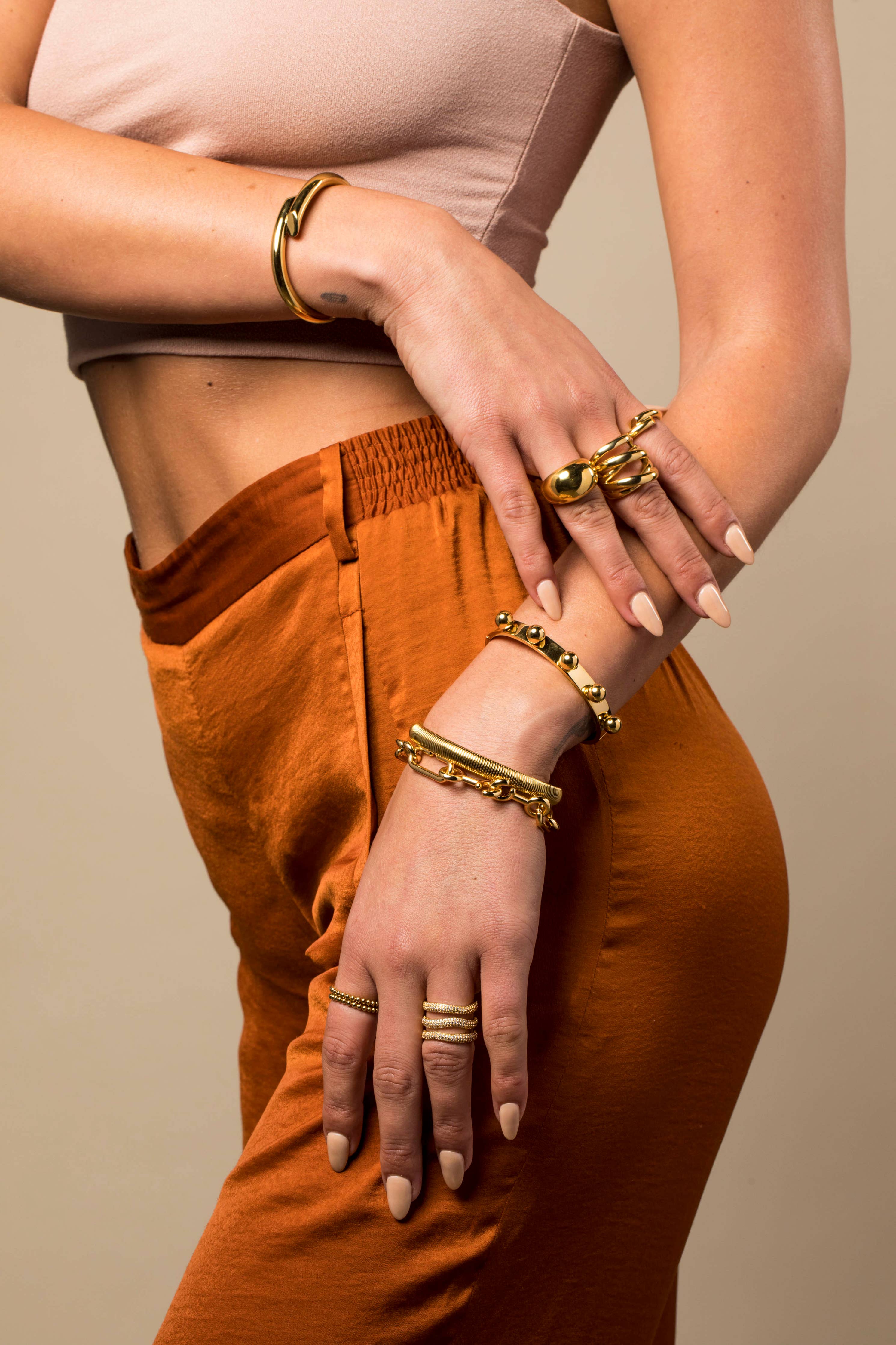 Aliya Bracelet is perfect for stacking. 18K gold-plated, waterproof & hypoallergenic. A timeless, tarnish-resistant layering piece