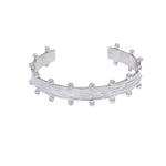Aria Textured Cuff Bracelet features a bold textured design in sterling silver-plated stainless steel. Waterproof, tarnish-resistant & hypoallergenic