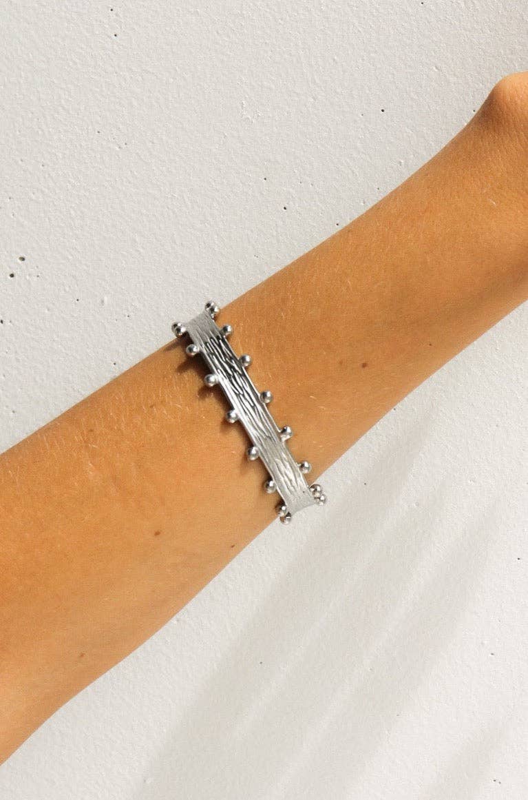 Aria Textured Cuff Bracelet  silver