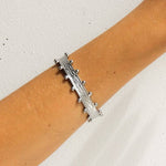 Aria Textured Cuff Bracelet  silver
