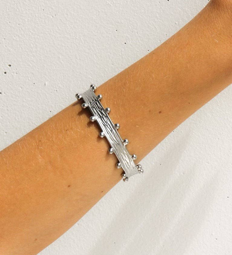 Aria Textured Cuff Bracelet  silver