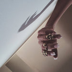 Cluster Ring is a bold, modern statement piece. Hand-cast in solid brass with organic freeform orbs
