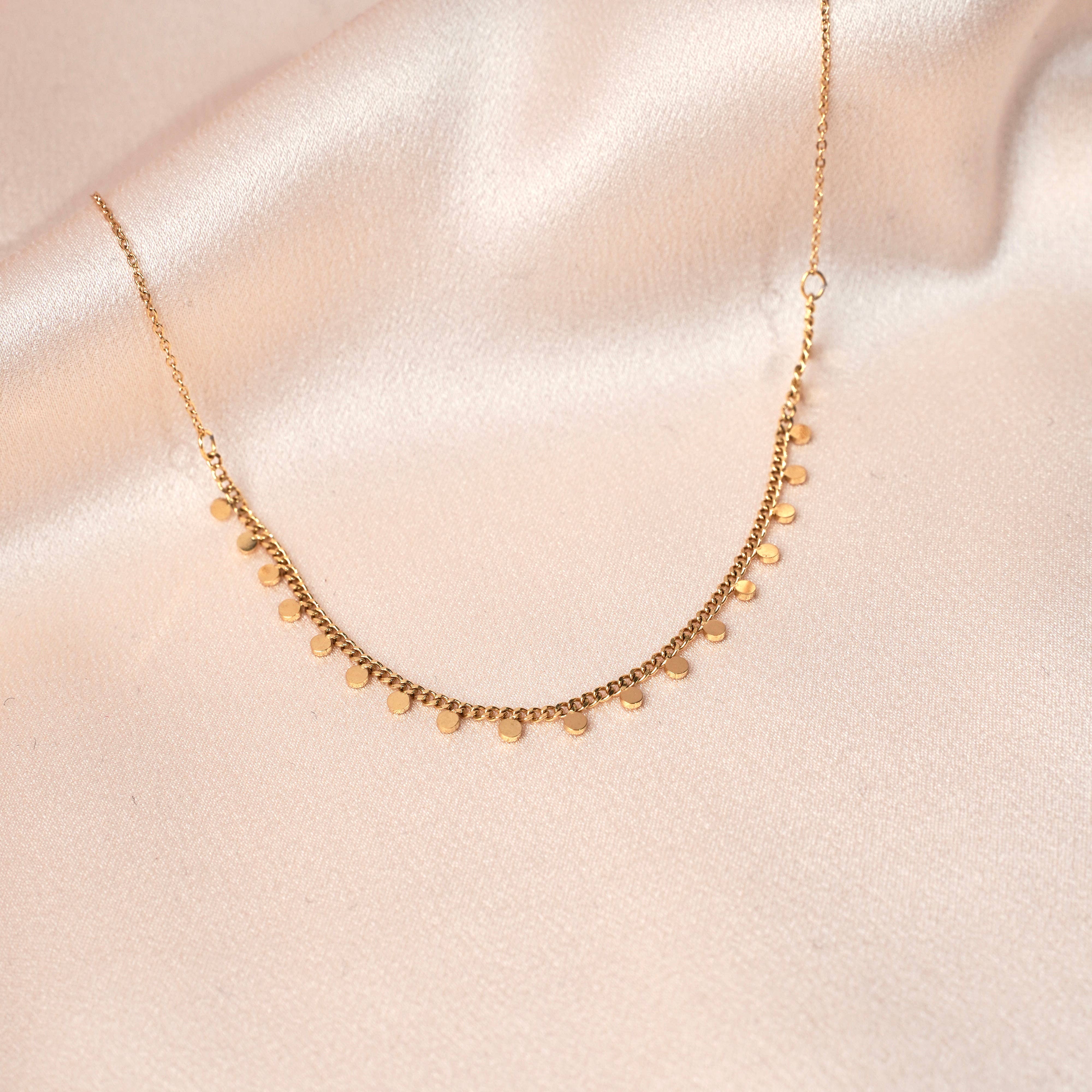 Eclipse Disc Necklace. Gold-plated, hypoallergenic & tarnish-resistant, featuring delicate disc pendants
