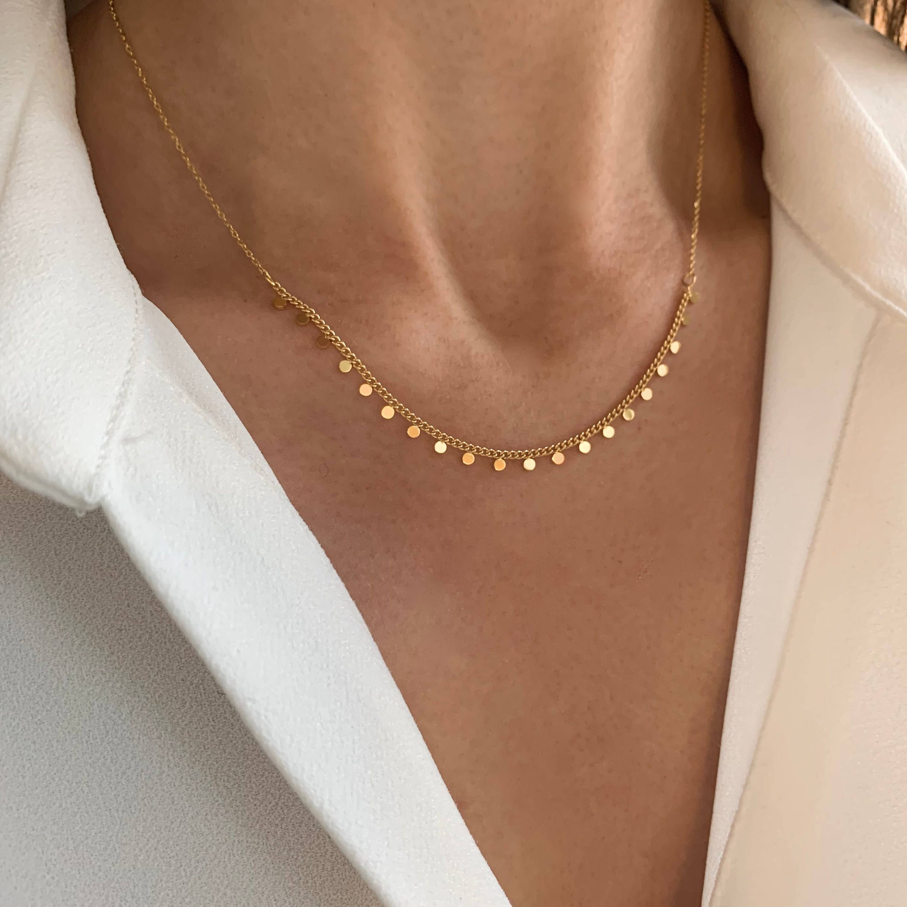 Eclipse Disc Necklace. Gold-plated, hypoallergenic & tarnish-resistant, featuring delicate disc pendants
