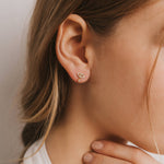 Evil Eye Stud Earrings. 18K gold-plated, hypoallergenic & featuring Amazonite & CZ stones