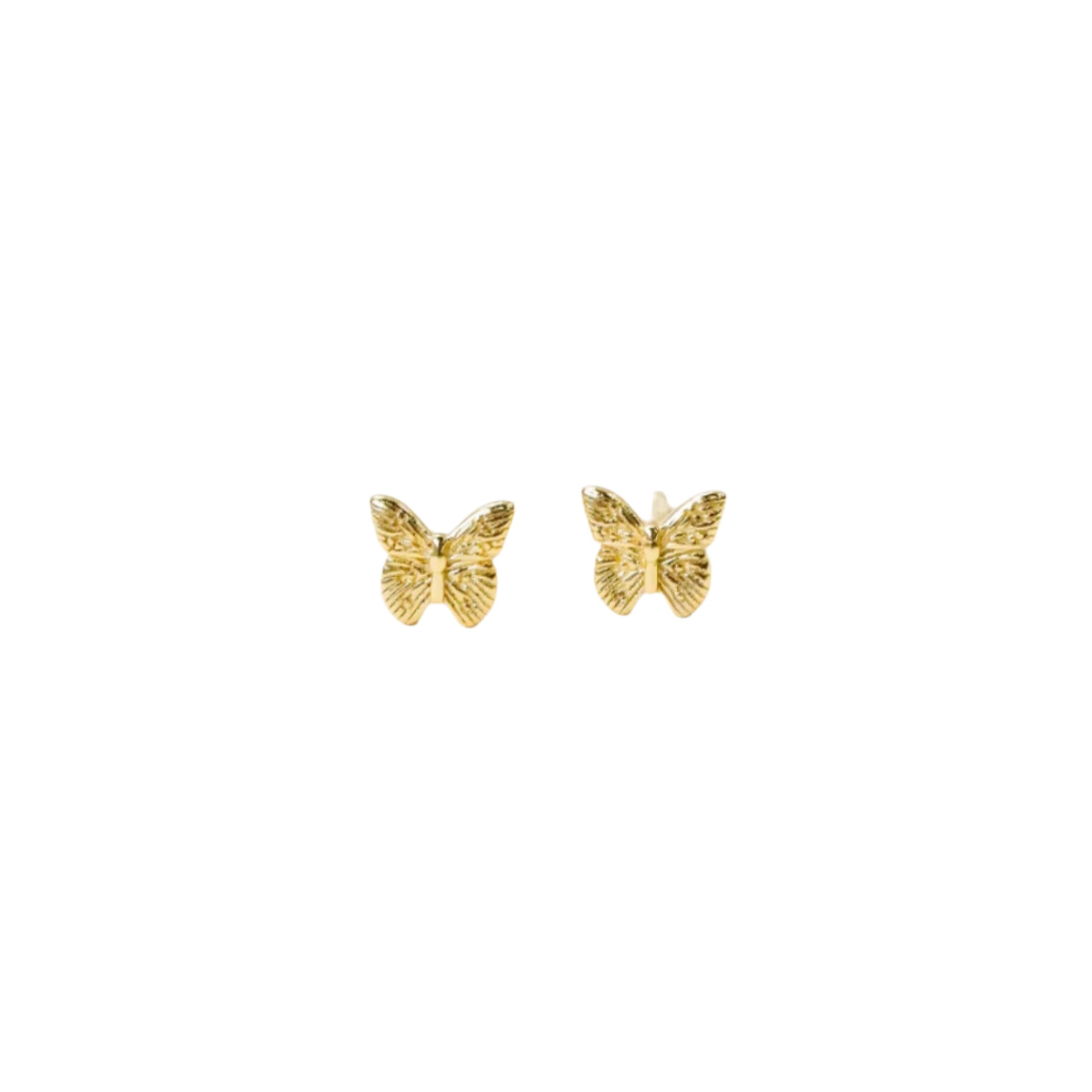 Gold Butterfly Stud Earrings add effortless elegance. 18K gold-plated, hypoallergenic & tarnish-resistant