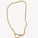 Gold Shackle Chain Necklace features a sleek box chain & bold clasp. 18K gold-plated, waterproof & hypoallergenic.