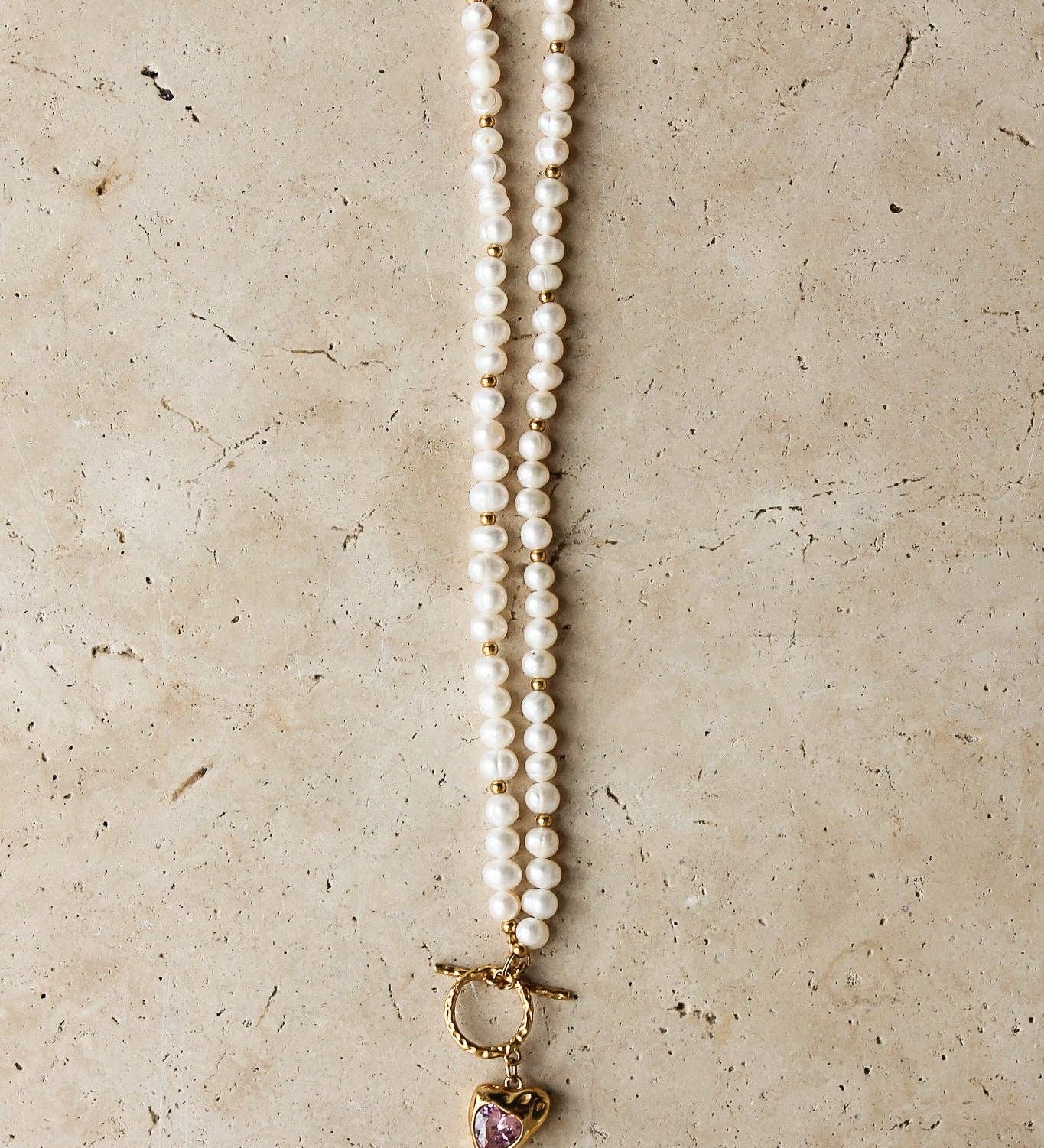 Golden Pearl Necklace – 18K Gold Plated, Elegant & Timeless Staged
