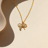 Grace Bow Charm Necklace – 14K Gold Fill, Feminine & Elegant