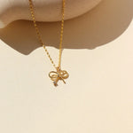 Grace Bow Charm Necklace – 14K Gold Fill, Feminine & Elegant