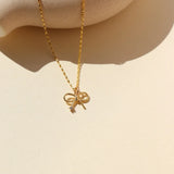 Grace Bow Charm Necklace – 14K Gold Fill, Feminine & Elegant