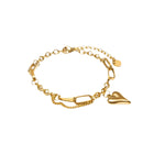 Heart Gold Chain Bracelet. 18K gold-plated, hypoallergenic & tarnish-resistant,