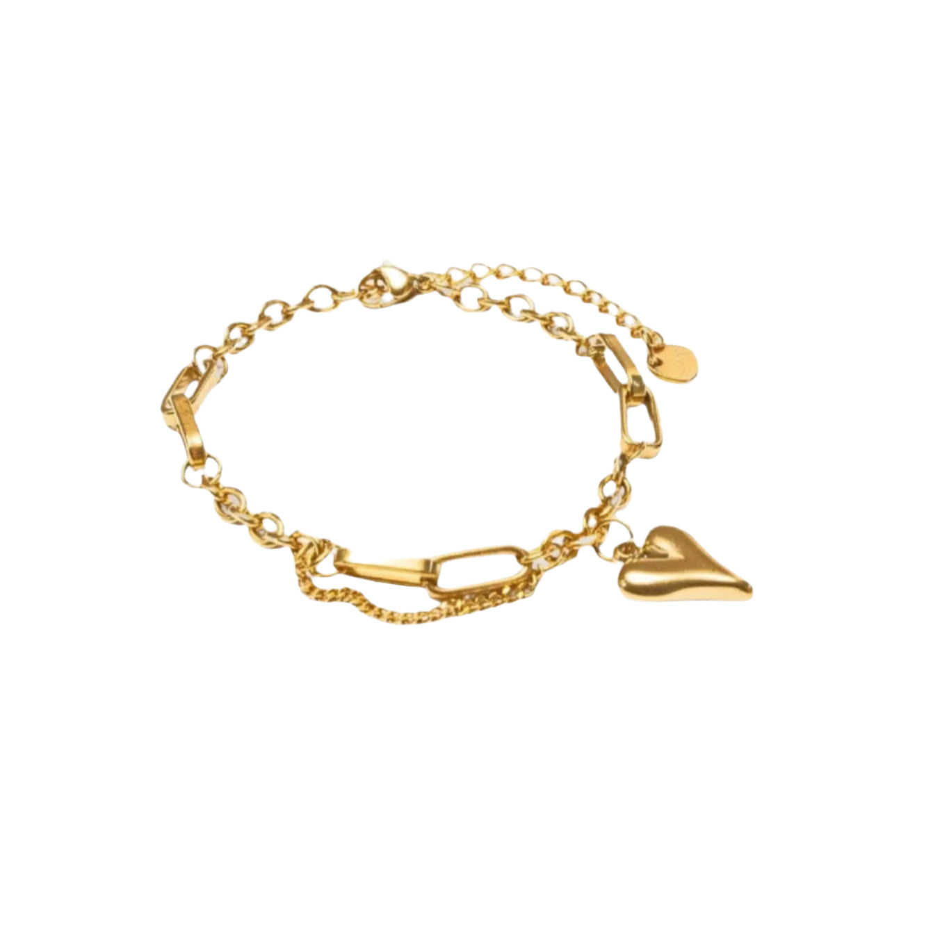 Heart Gold Chain Bracelet. 18K gold-plated, hypoallergenic & tarnish-resistant,