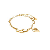 Heart Gold Chain Bracelet. 18K gold-plated, hypoallergenic & tarnish-resistant,