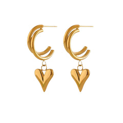Heart Gold Earrings. 18K gold-plated, hypoallergenic & tarnish-resistant