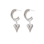 Heart Silver Earrings. Hypoallergenic, tarnish-resistant & waterproof, featuring a delicate heart charm