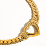Heart Snake Chain Necklace & Bracelet – 14K Gold Plated