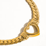 Heart Snake Chain Necklace & Bracelet – 14K Gold Plated