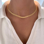 Herringbone Choker Necklace. Gold-plated, hypoallergenic & tarnish-resistant, perfect for layering or solo wear
