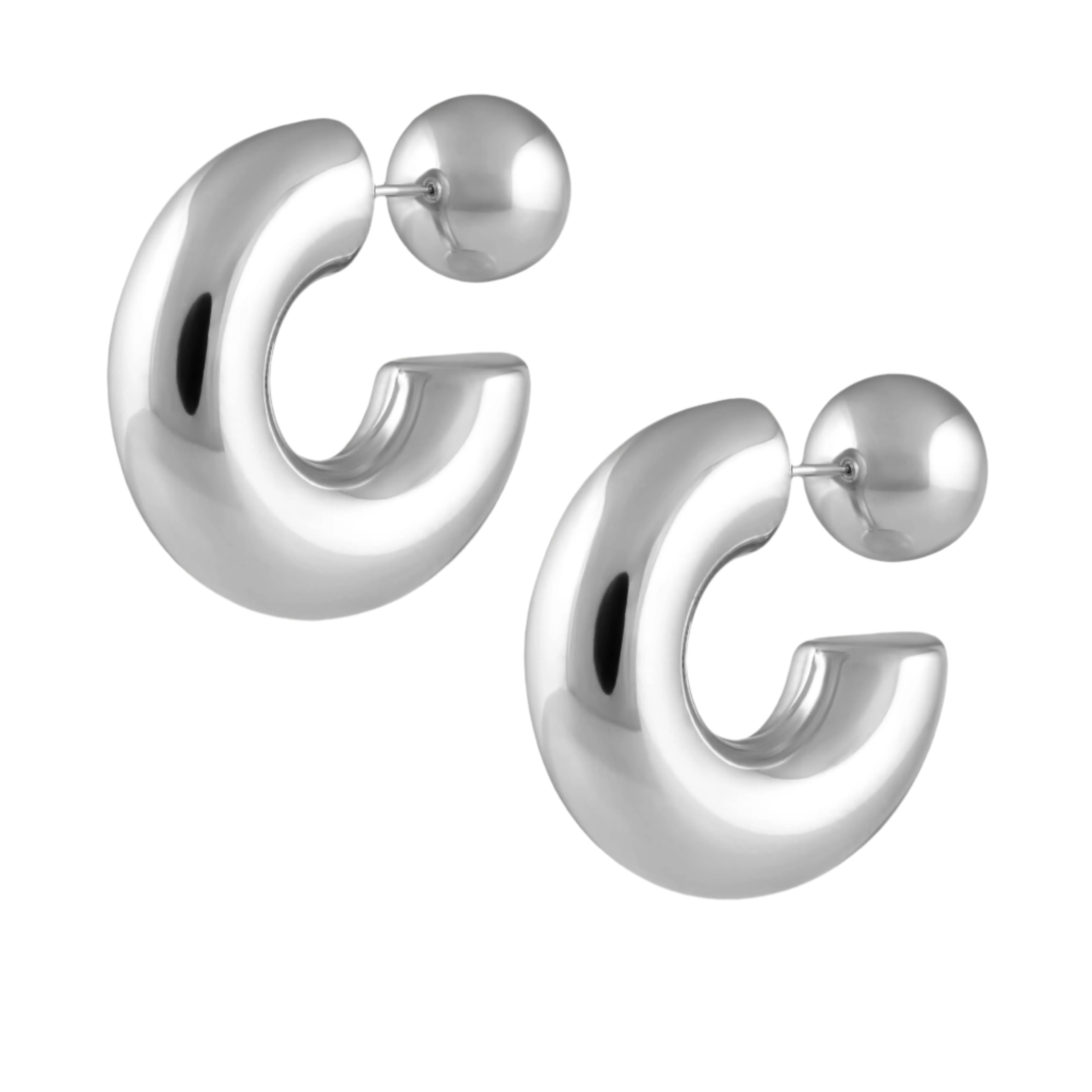 Kelly Tube Hoop Earrings. Silver-plated, lightweight and  hypoallergenic