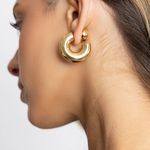 Kelly Tube Hoop Earrings Gold on Model