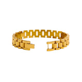 Link Chain Bracelet features a classic watch-link design in 18K gold-plated