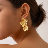 Magnolia Flower Drop Earrings. 18K gold-plated, hypoallergenic & lightweight