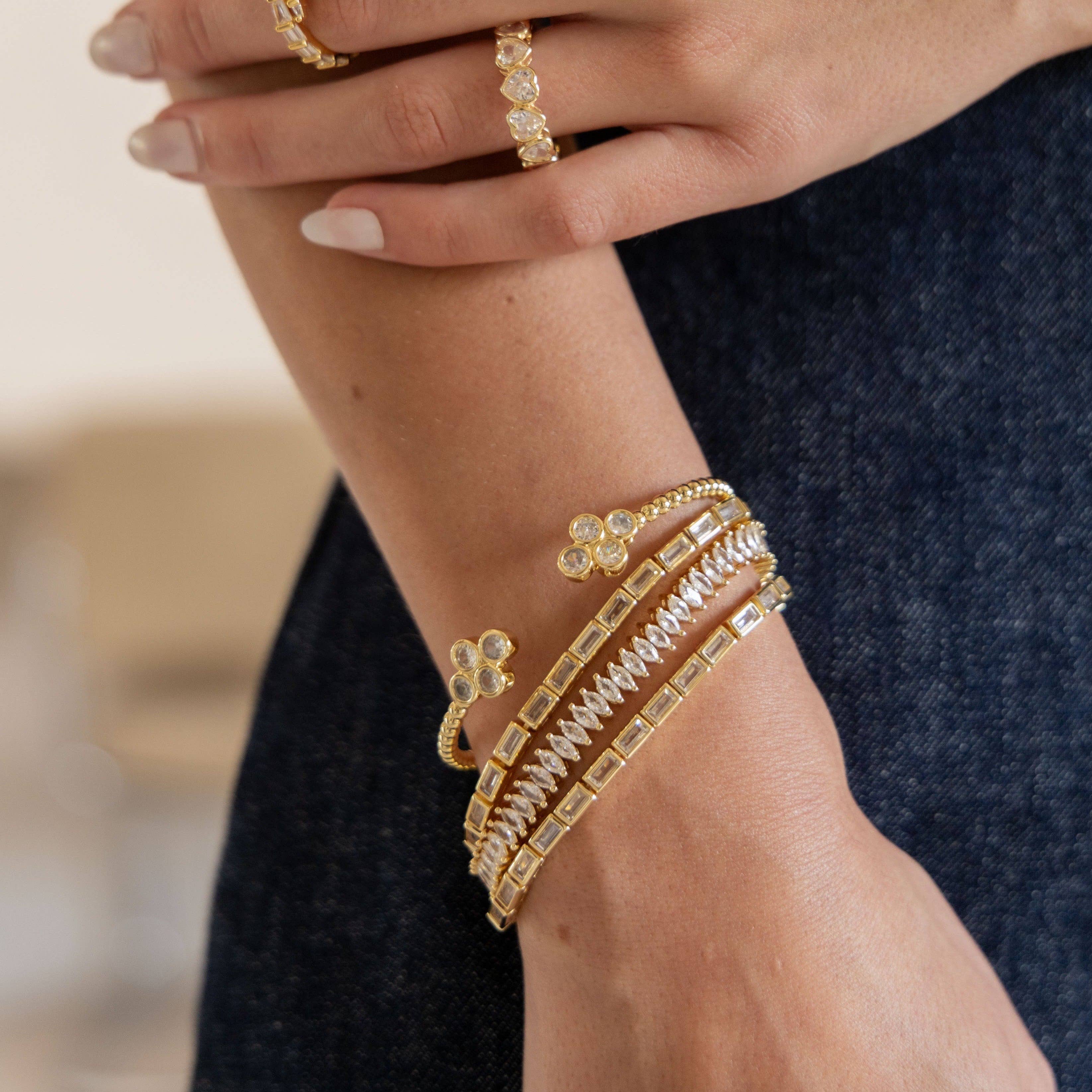 Maisley Tennis Bracelet. 18K gold-plated stacked