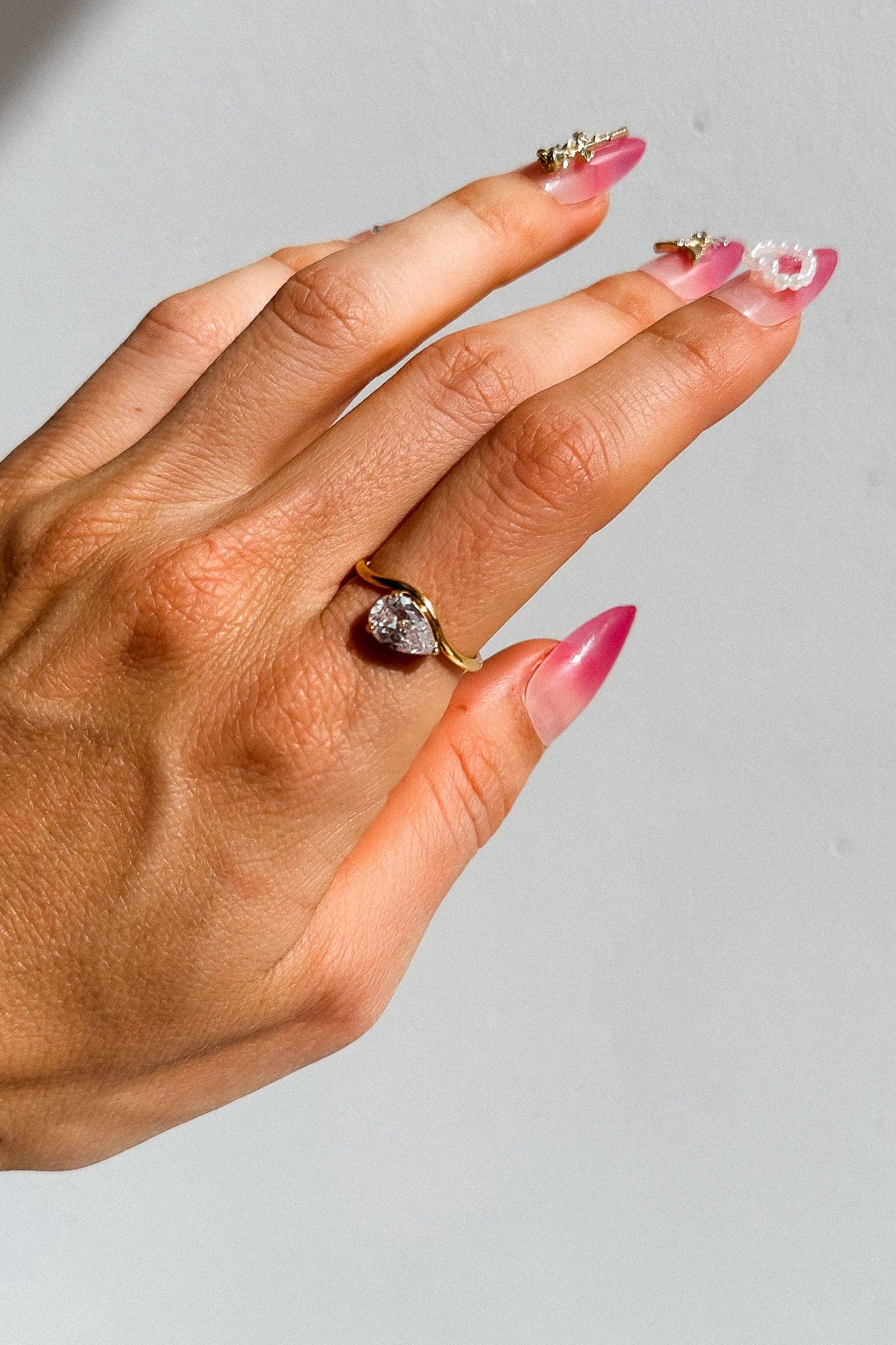Lumière Teardrop Ring – 18K Gold Plated, Elegant & Timeless