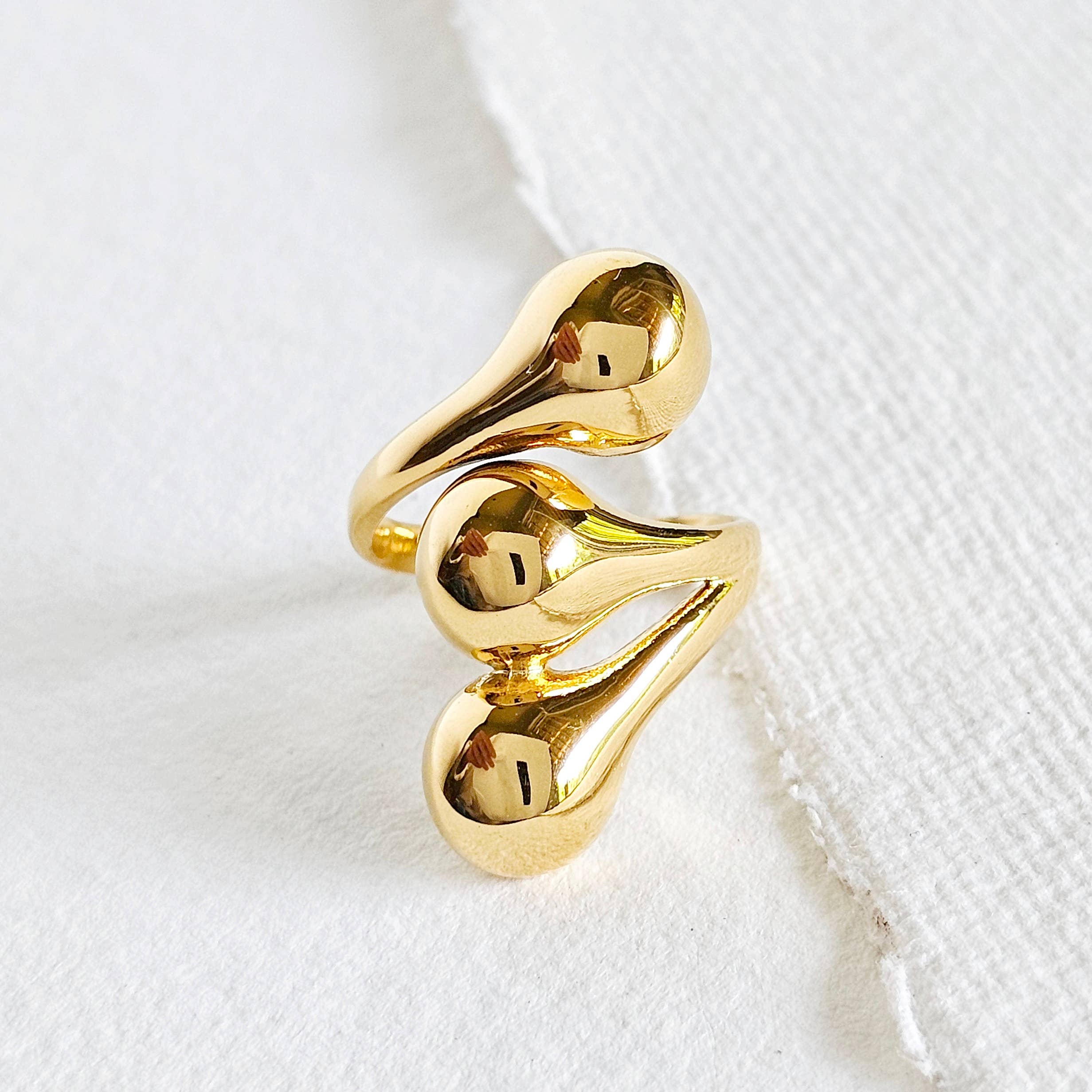 Modern Wrap Orb Ring adjustable ring gold