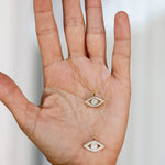 Pavé Evil Eye Necklace. Gold-plated, hypoallergenic & tarnish-resistant, featuring a CZ-encrusted charm for luck & protection