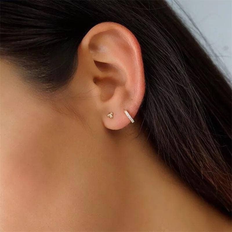 Pave Huggies Gold Earrings with Cubic Zirconia Accents