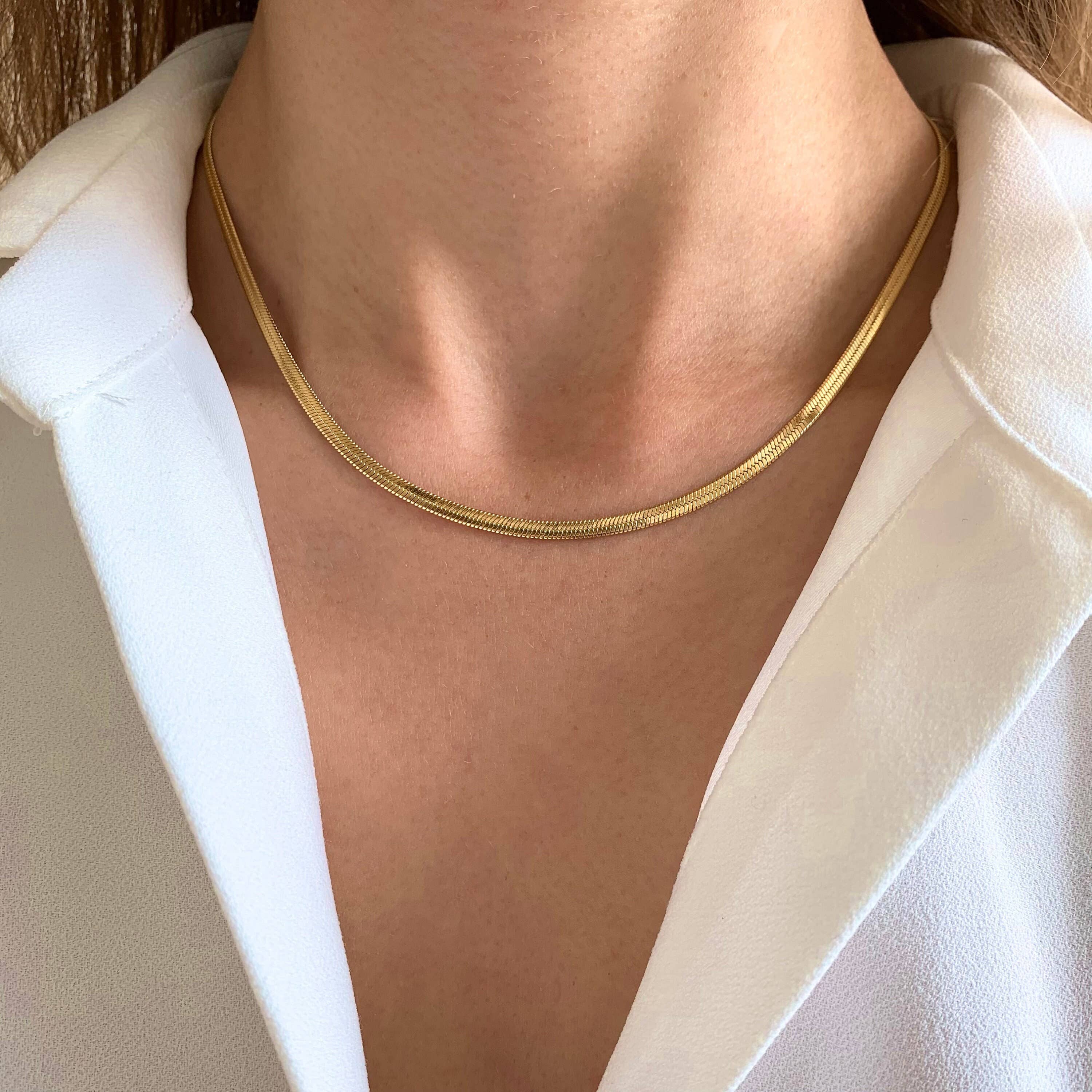 Serpentine Chain Necklace. Gold-plated, hypoallergenic & tarnish-resistant