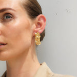Sienna Textured Hoop Earrings – 18K Gold Plated, Bold & Elegant