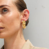 Sienna Textured Hoop Earrings – 18K Gold Plated, Bold & Elegant