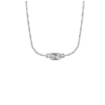 Silver Luxe Bracelet features a modern square zirconia pendant on a sleek, braided stainless steel chain. Tarnish-free, water-resistant & hypoallergenic