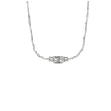 Silver Luxe Bracelet features a modern square zirconia pendant on a sleek, braided stainless steel chain. Tarnish-free, water-resistant & hypoallergenic