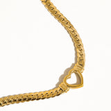 Heart Snake Chain Necklace & Bracelet – 14K Gold Plated staged
