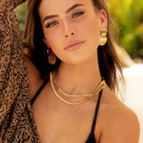 Statement Circular Drop Earrings. 18K gold-plated