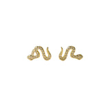 Year of the Snake, these gold-plated stud earrings feature CZ stones
