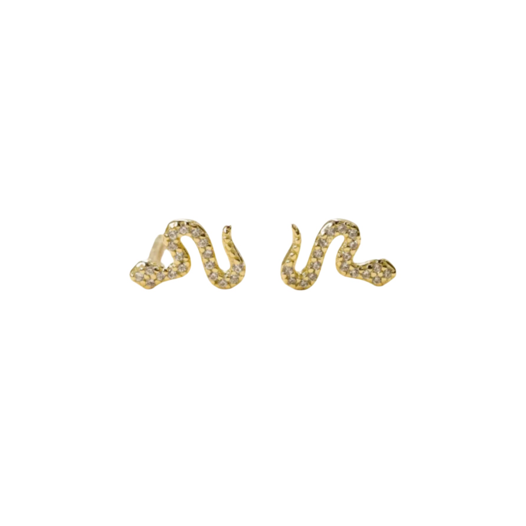 Year of the Snake, these gold-plated stud earrings feature CZ stones