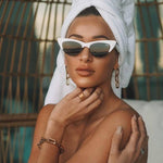 jenna link earrings gold lightweight hypoallergenic and waterproof on model