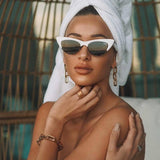 jenna link earrings gold lightweight hypoallergenic and waterproof on model