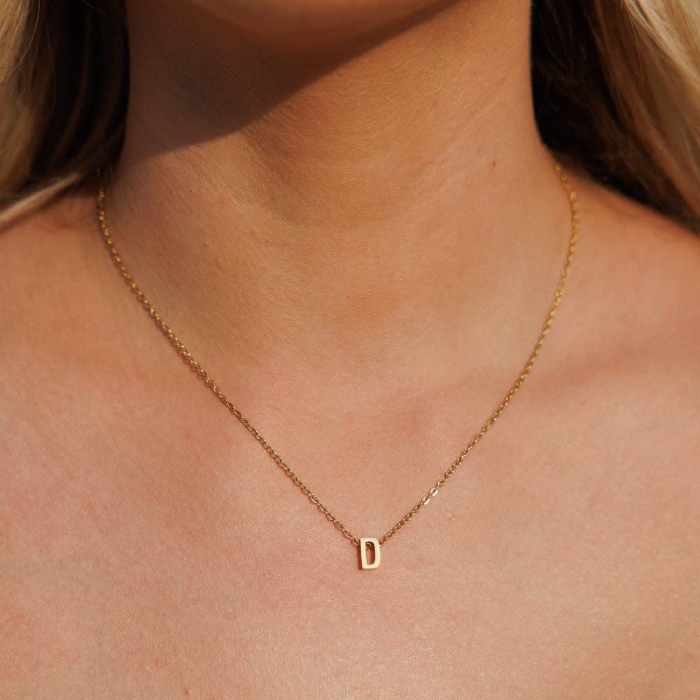 personalised initial necklace gold D