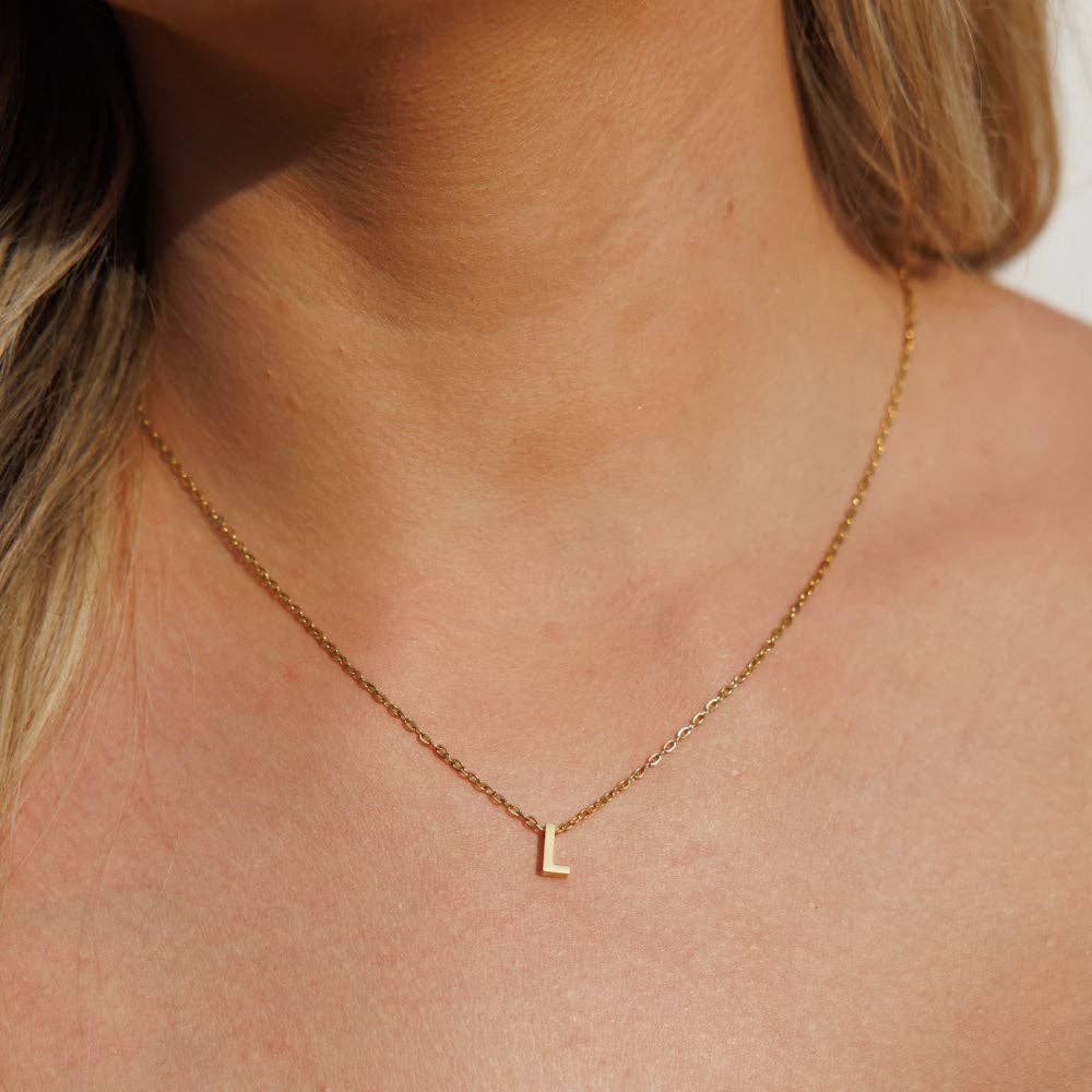 personalised initial necklace gold L