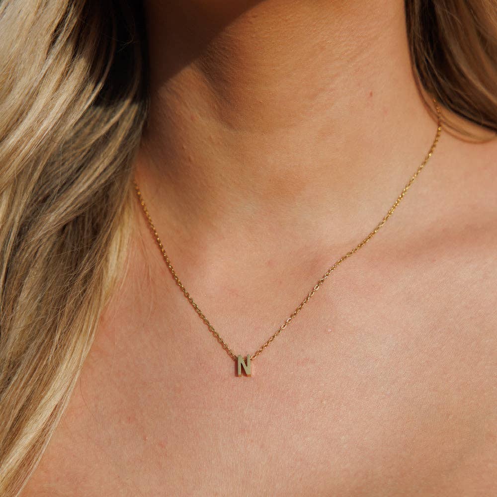 personalised initial necklace gold N